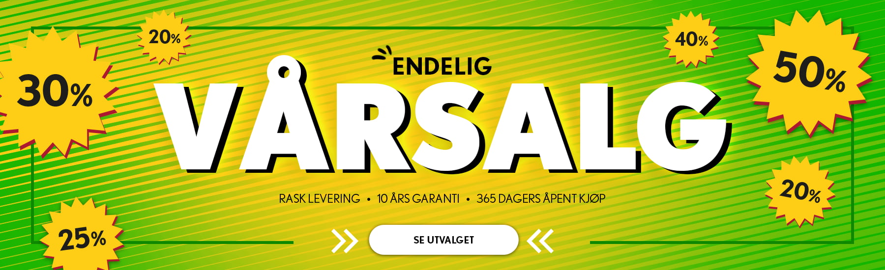 Vårsalg med rabatter opptil 50 % – rask levering, 10 års garanti og 365 dagers åpent kjøp.
