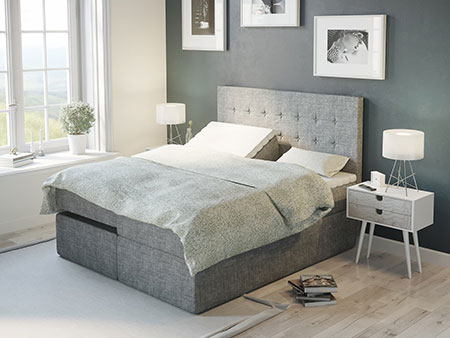 Regulerbar seng i lysegrå farge med gavl